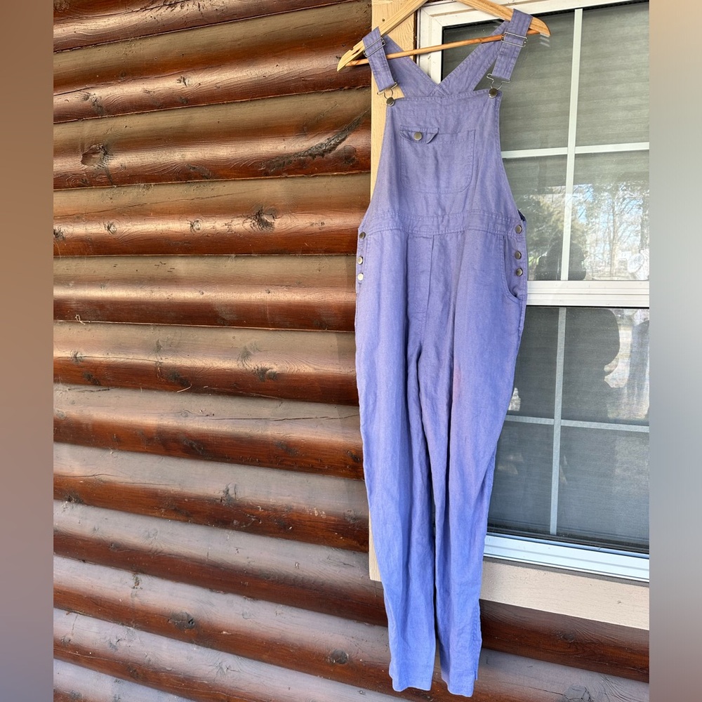 Vintage periwinkle lightweight cottage core linen women’s overalls